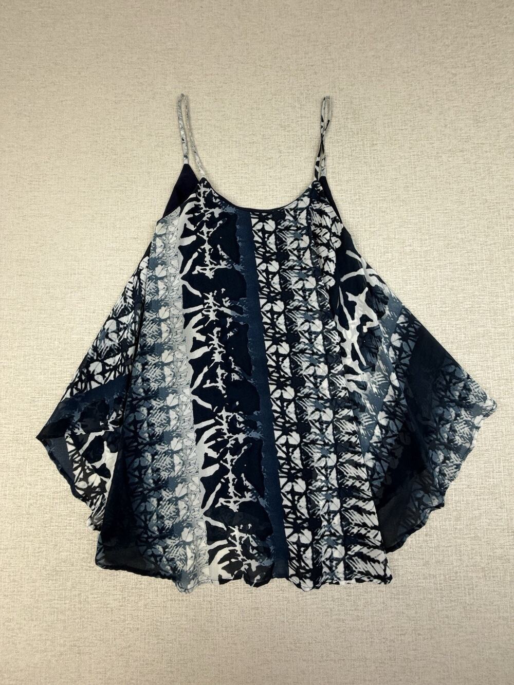 Jealous Tomato Tank Top Women’s Small Blue Abstract Print Flowy Layered Boho